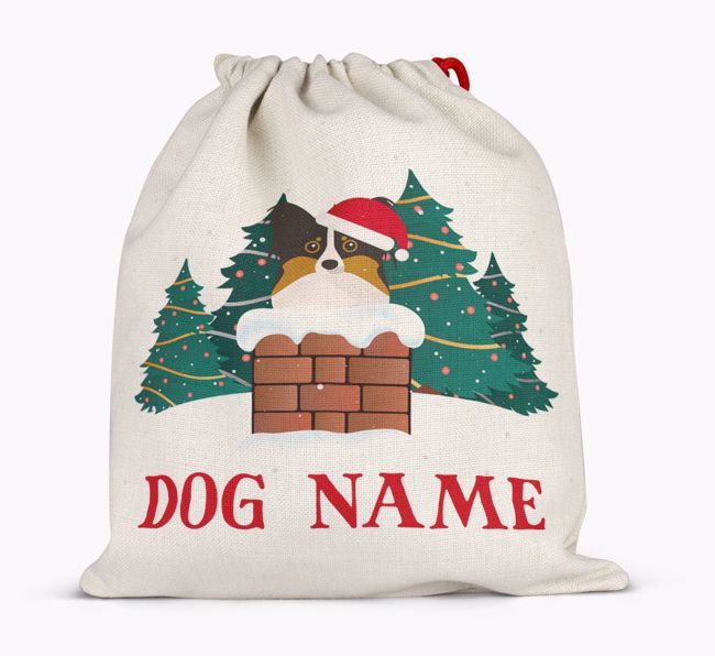 Peeking Dog with Santa Hat: Personalised {breedFullName} Santa Sack 